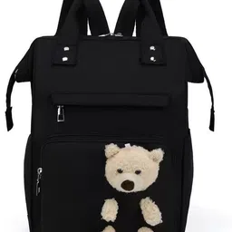 baby holic Baby Diaper Bag for Mothers | Black Maternity Backpack with Teddy Design TRAVELLING DIAPER BAG-picture-13