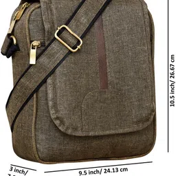 kavrixa Khaki Men & Women Sling Bag Khaki Stylish Linen Textured Cross Body Sling Bag For Men KX-SL08 image 2
