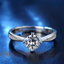 Stylish Queen Adjustable Women Rings Sterling Silver Swarovski Zirconia 24K White Gold Plated Ring-image-18