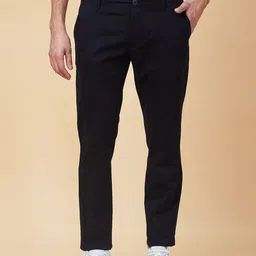 being human Men Slim Fit Black Cotton Blend Trousers-picture-15