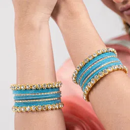 Metal, Fabric, Alloy Crystal Gold-plated Bangle Set-image-49