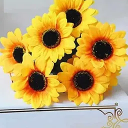 vetflower Artificial SunFlower For Home Decoration Yellow Sunflower Bunch Yellow Sunflower Artificial Flower image 2