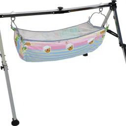 baby's heaven Stainless Steel NRI Swing Cradle with Mosquito Net - L/W/H-125/98/88cm image 3