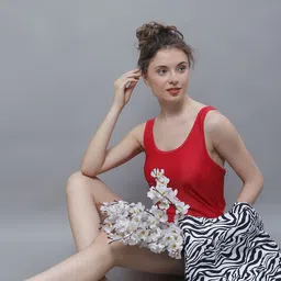 tag-7 Solid Women Swim-dress Red Swimsuit image 4