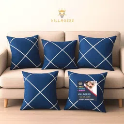 villagers Polyester Fibre Cushion Pack of 5 Abstract Premium Cushion Set | (16x16 inch)-picture-33