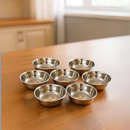 q4s Stainless Steel Serving Bowl Floral Design Serving Katori bowl for Vegetable Pulses bowl for kitchen use-picture-48