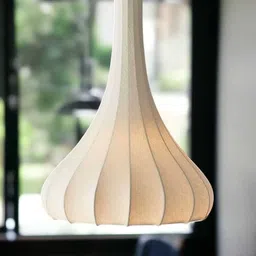 thing maker Modern White Fabric Pendant Ceiling Lamp | Elegant Hanging Light for Living Room Pendants Ceiling Lamp image 3