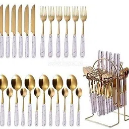 merish Spoon Fork & Knife Set Cutlery Set with Stand Stainless Steel Cutlery Set-picture-13