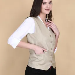 yellow pine Women Solid Single Breasted Formal Blazer image 4