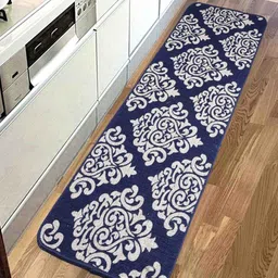 saral home Blue Cotton 47 x 18 Inches Machine Made Floor Runner image 1