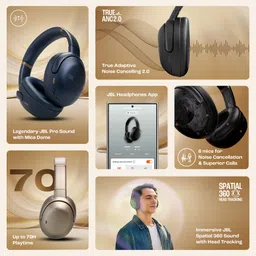 jbl Tour One M3 Over Ear Headphones with ANC 2.0, Hi-Res LDAC Audio, 70Hrs Playback Bluetooth Headset image 2