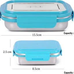 inkitch Blue Stainless Steel Lunch Box with Small Inner Steel Container 1 Containers Lunch Box image 3