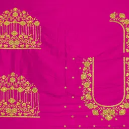 travoxa Unstitched Cotton Silk Blouse Material Embroidered image 2