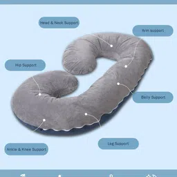 foodie puppies C Shape Maternity Sleeping Long Pillow for Pregnant Lady Full Body Support Polyester Fibre Nature Pregnancy Pillow Pack of 1 image 2