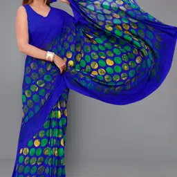 anand sarees Printed, Geometric Print, Polka Print Daily Wear Georgette Saree image 5