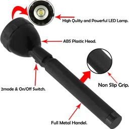 spacetop Metal Rechargeable Torch and 2200 mAh Lithium Battery 10 hrs Torch Emergency Light image 2