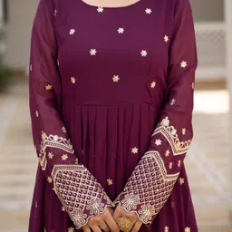 ambeshoppers Embroidered Georgette Stitched Anarkali Gown image 4