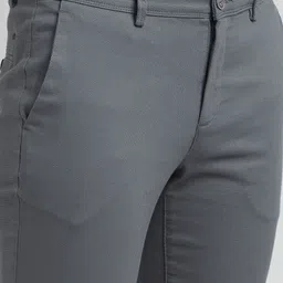 turtle Men Skinny Fit Grey Cotton Blend Trousers image 4