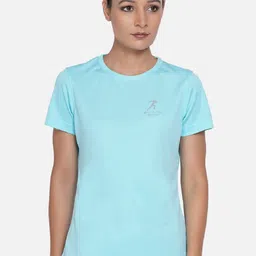 armisto Women Sporty Round Neck Elastane Light Blue T-Shirt-picture-13