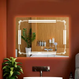 sahaj plasto Led mirror for bathroom Elevate Your Decor with 3 colour led light 18x24 Inch Bathroom Mirror image 1