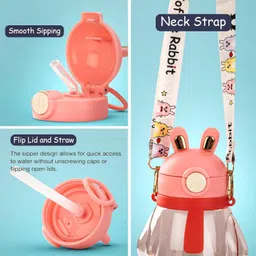 baybee Lovely Bunnies Kids Water Bottle with Straw 600ml BPA Free & Leakproof Bottle image 3