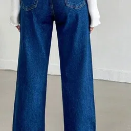 mgwcollection Women Straight Fit High Rise Blue Jeans image 2