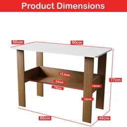 lukzer ST-004-White Engineered Wood Study Table image 2