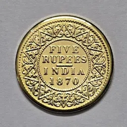 vkcoins VERY RARE 5 RUPEES 1870 VICTORIA QUEEN GOLD PLATED ANCIENT COIN Modern Coin Collection-picture-21