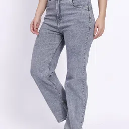 highten Women Straight Fit High Rise Grey Jeans-picture-27