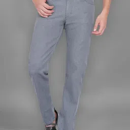 Stretchable Men Straight Fit Mid Rise Grey Jeans-image-5
