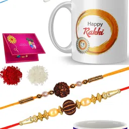 nadnn Thread MR-RR-M-R31 & RAKHI 2-3-153_1707 Gold Finish Rakhi, Chawal Roli Pack, Greeting Card, Mug Set-picture-19