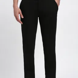 peter england Men Slim Fit Black Viscose Rayon Trousers-picture-22