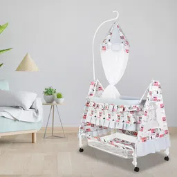 pawkykids Cradle for kids cradle for baby boy and girl Cradle With Swing & Mosquito Net-picture-13