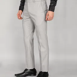 raymond Men Slim Fit Grey Polyester Trousers image 3