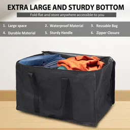 blackboxes Large Capacity Storage Moving Bag Organizer for Clothing Blanket, more Pack 03 Pack of 3 Grocery Bags image 2