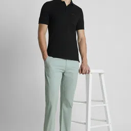 peter england Men Slim Fit Green Cotton Blend Trousers image 3