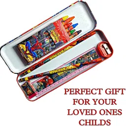 pw pencilwala Pencil Box Set for School SPIDERMAN Art Metal Pencil Box Geometry Box image 4