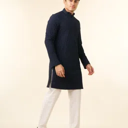 diwas by manyavar Men Self Design Cotton Blend Straight Kurta image 4