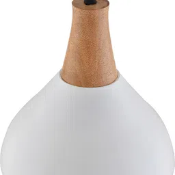 homesake Nate Metal Wood Pendant Light, White Metal Natural Hanging Ceiling Light, Pyramid Pendants Ceiling Lamp image 3