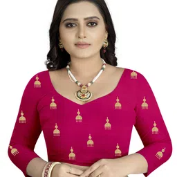 vicharan Unstitched Cotton Silk Blouse Material Embroidered image 1