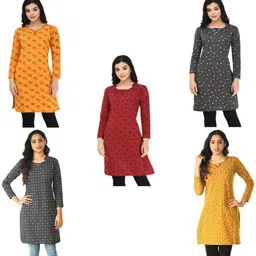 indeweaves Pack of 5 Women Printed Wool A-line Kurta-picture-30