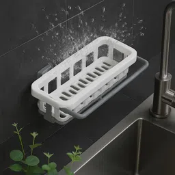 areum house Multipurpose Wall Mounted Kitchen Sink Storage Rack Plastic Wall Shelf-picture-14