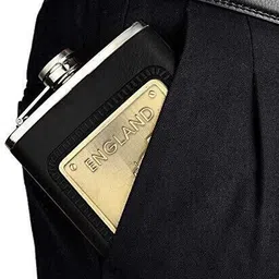 xpedition xperts 9 OZ Leather Hip Flask with England Metal Plate+4 Shot Glass+1 Funnel Stainless steel Hip Flask image 3