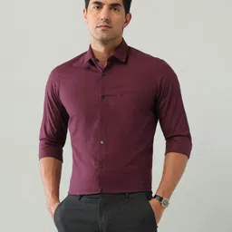 arrow Men Slim Fit Self Design Cut Away Collar Formal Shirt-picture-34