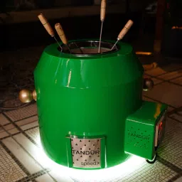 Haus of Bars by Speedx - Electric Tandur with 4 Skewers | Home Cooking Tandoor Crafted with a Blend of Clay & Metal, (20x20x20) Inches, Cylindrical (Mint Green) image 1