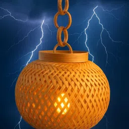bamboo craft Ball hanging celling light shade Night Lamp image 5