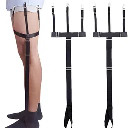 frokht ® BLACK Adjustable Shirt Tucker with Locking, Non-Slip Clips For Men And Women Garter-image-3
