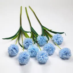 casacraft from pepperfry Light Blue Fabric Decorative Artificial BallMum Flowers Set of 3 image 4