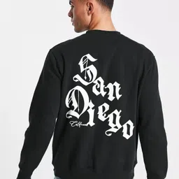 jump cuts Men Printed Round Neck Black Sweater image 4