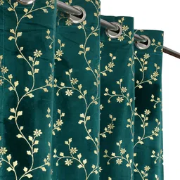 fabdrape 152.4 cm (5 ft) Window Velvet Room Darkening Curtain (Pack Of 2) image 1